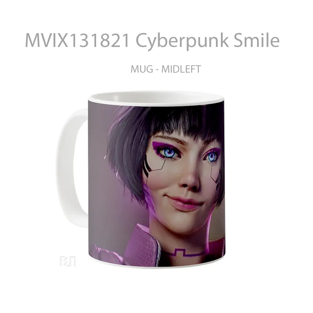 Mug Cyberpunk Smile Cangkir Gamer - All-side / Desain
