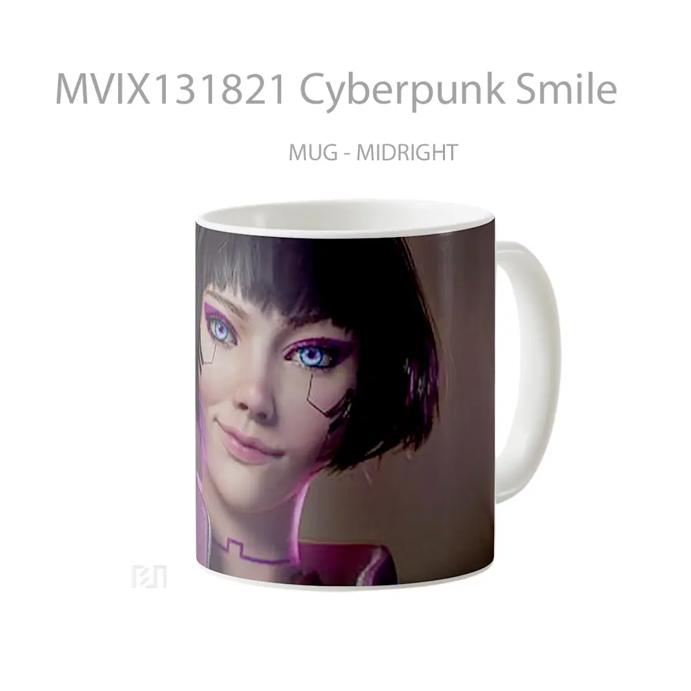 Mug Cyberpunk Smile Cangkir Gamer - All-side / Desain
