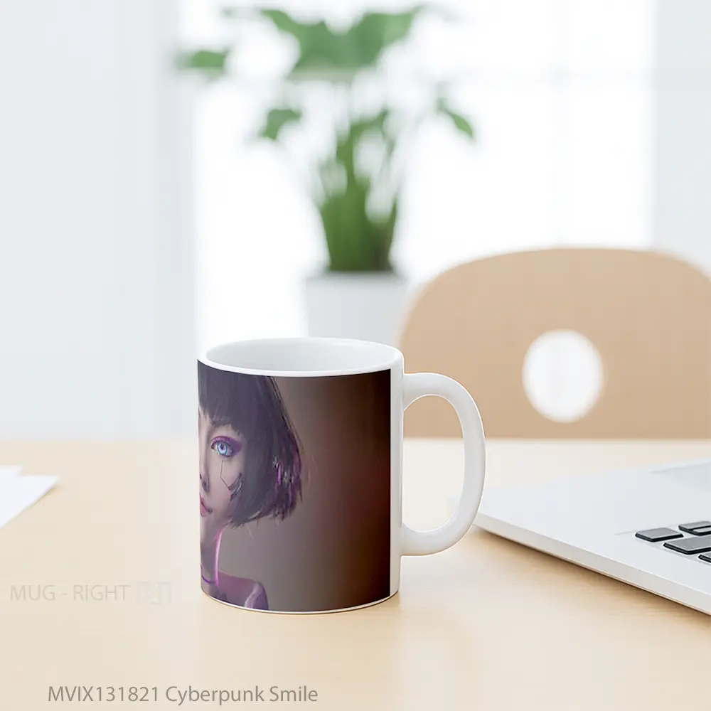 Mug Cyberpunk Smile Cangkir Gamer - All-side / Desain