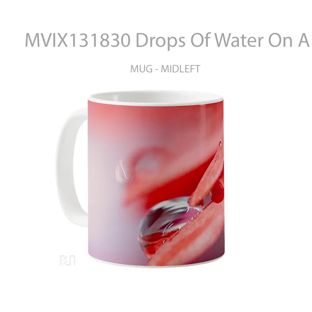 Mug Drops Of Water On A Flower Gelas Pemandangan Alam - All-side / Desain