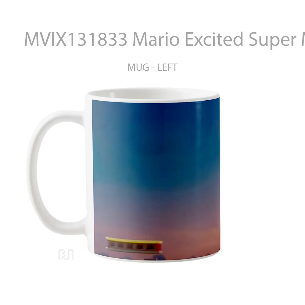 Mug Mario Excited Super Mario Bros Gelas Keramik Unik - All-side / Desain