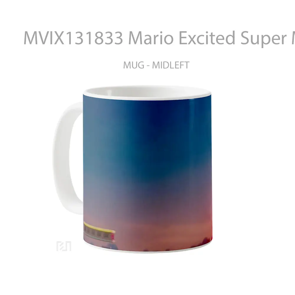 Mug Mario Excited Super Mario Bros Gelas Keramik Unik - All-side / Desain