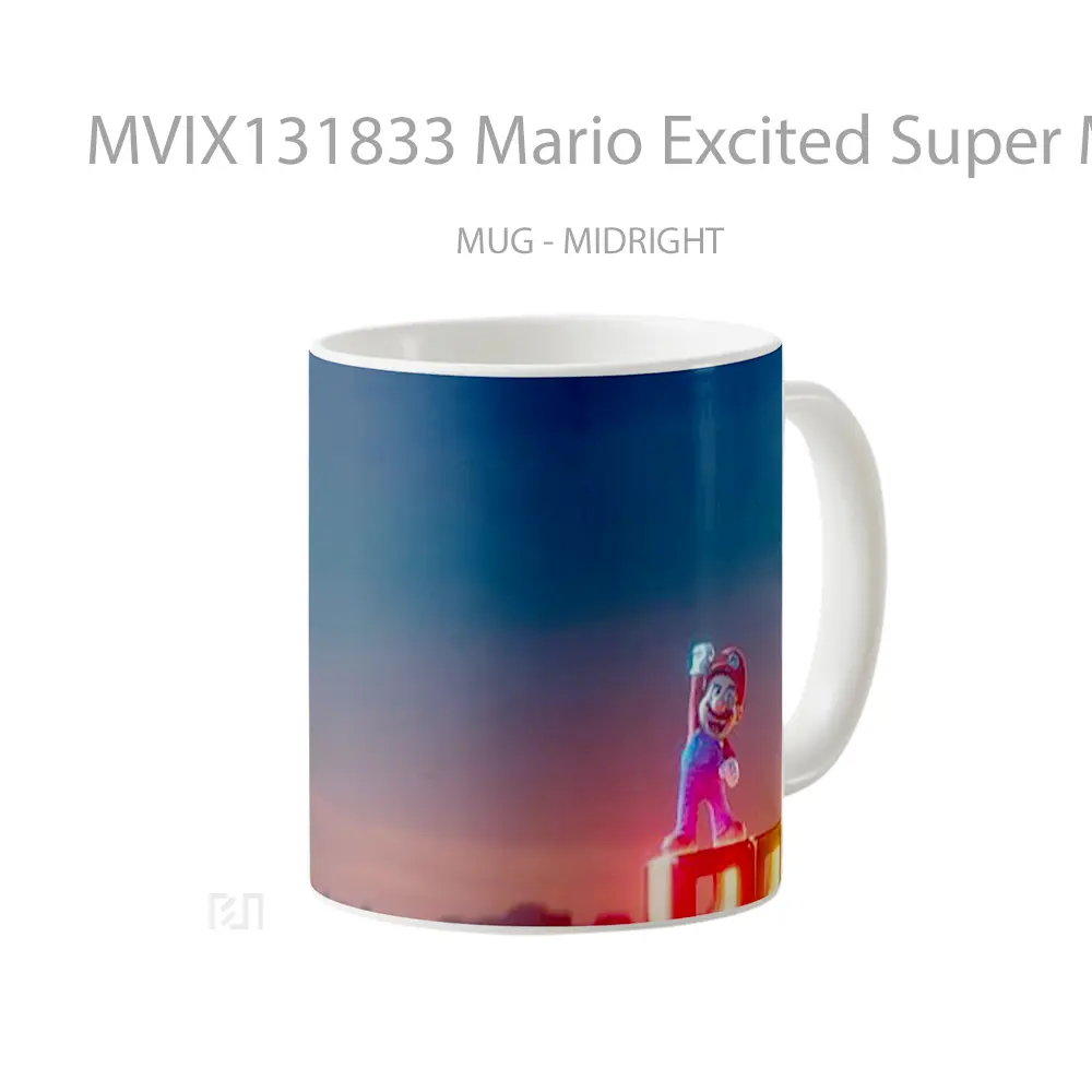 Mug Mario Excited Super Mario Bros Gelas Keramik Unik - All-side / Desain
