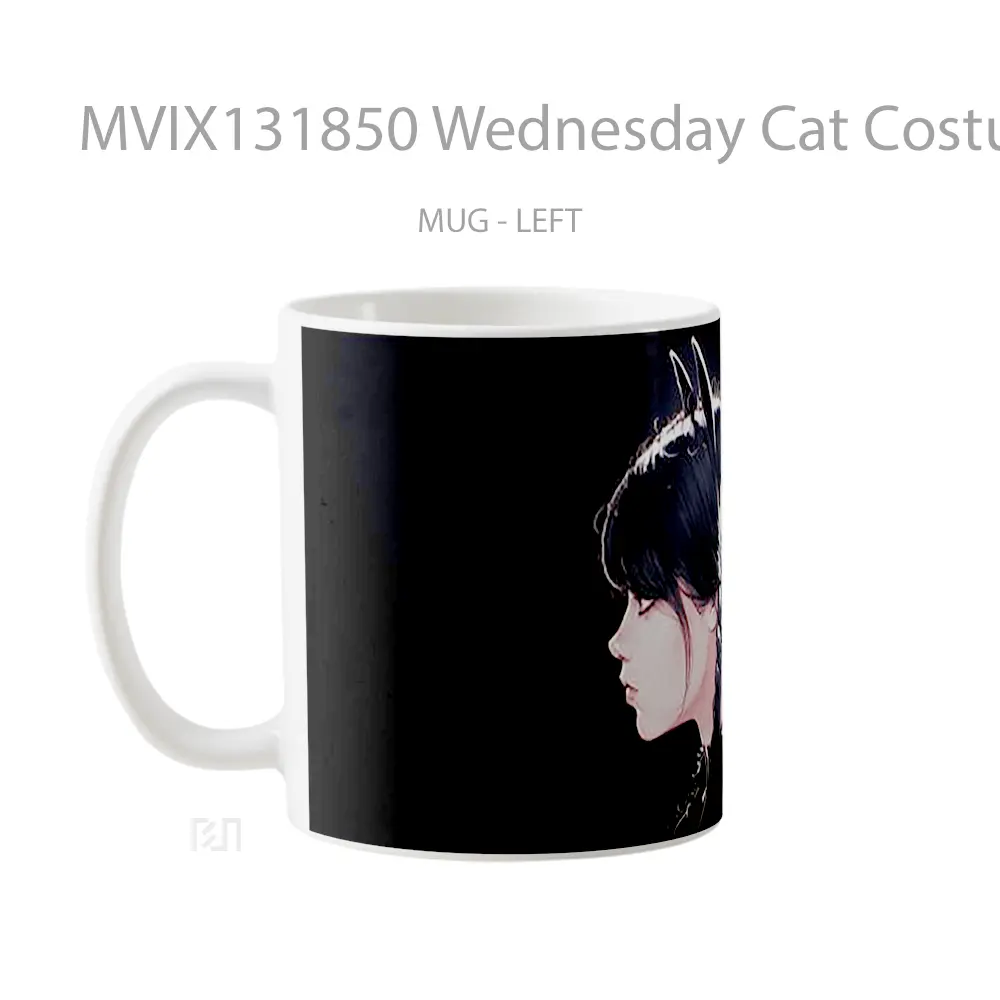 Mug Wednesday Cat Costume Gelas Hewan Lucu - All-side / Desain