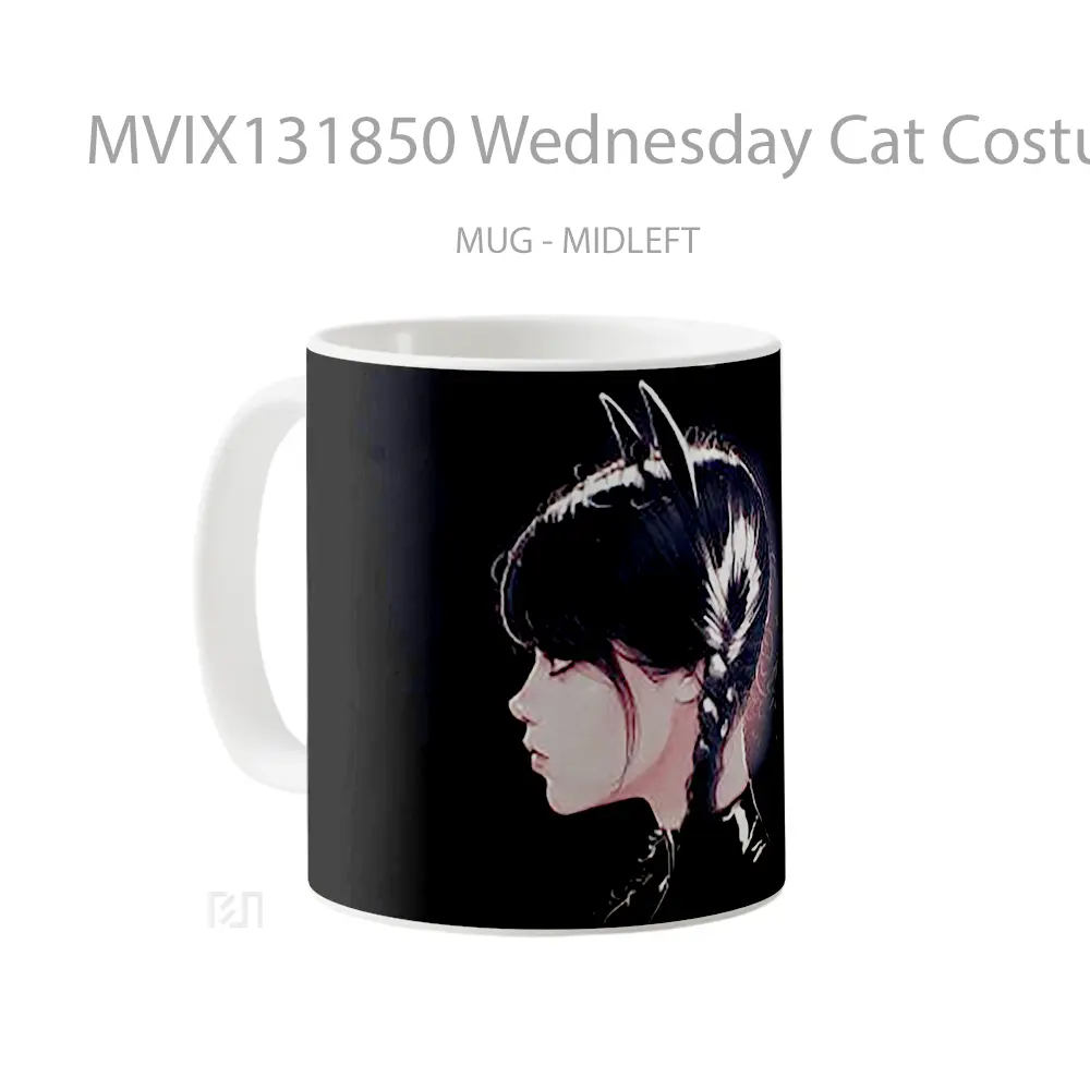 Mug Wednesday Cat Costume Gelas Hewan Lucu - All-side / Desain