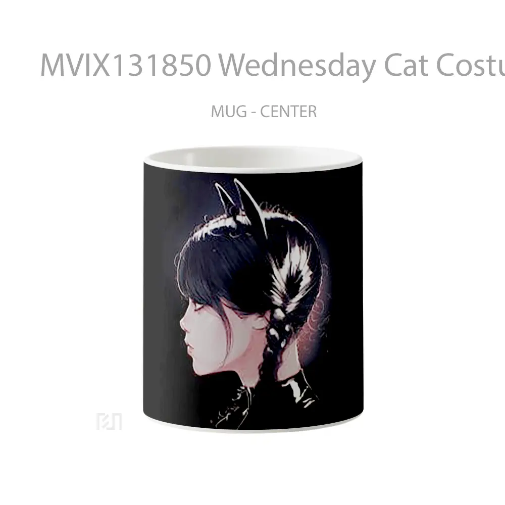 Mug Wednesday Cat Costume Gelas Hewan Lucu