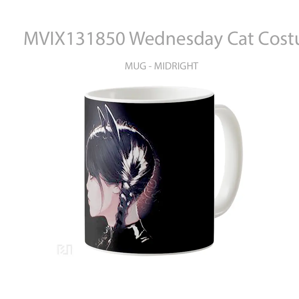Mug Wednesday Cat Costume Gelas Hewan Lucu - All-side / Desain