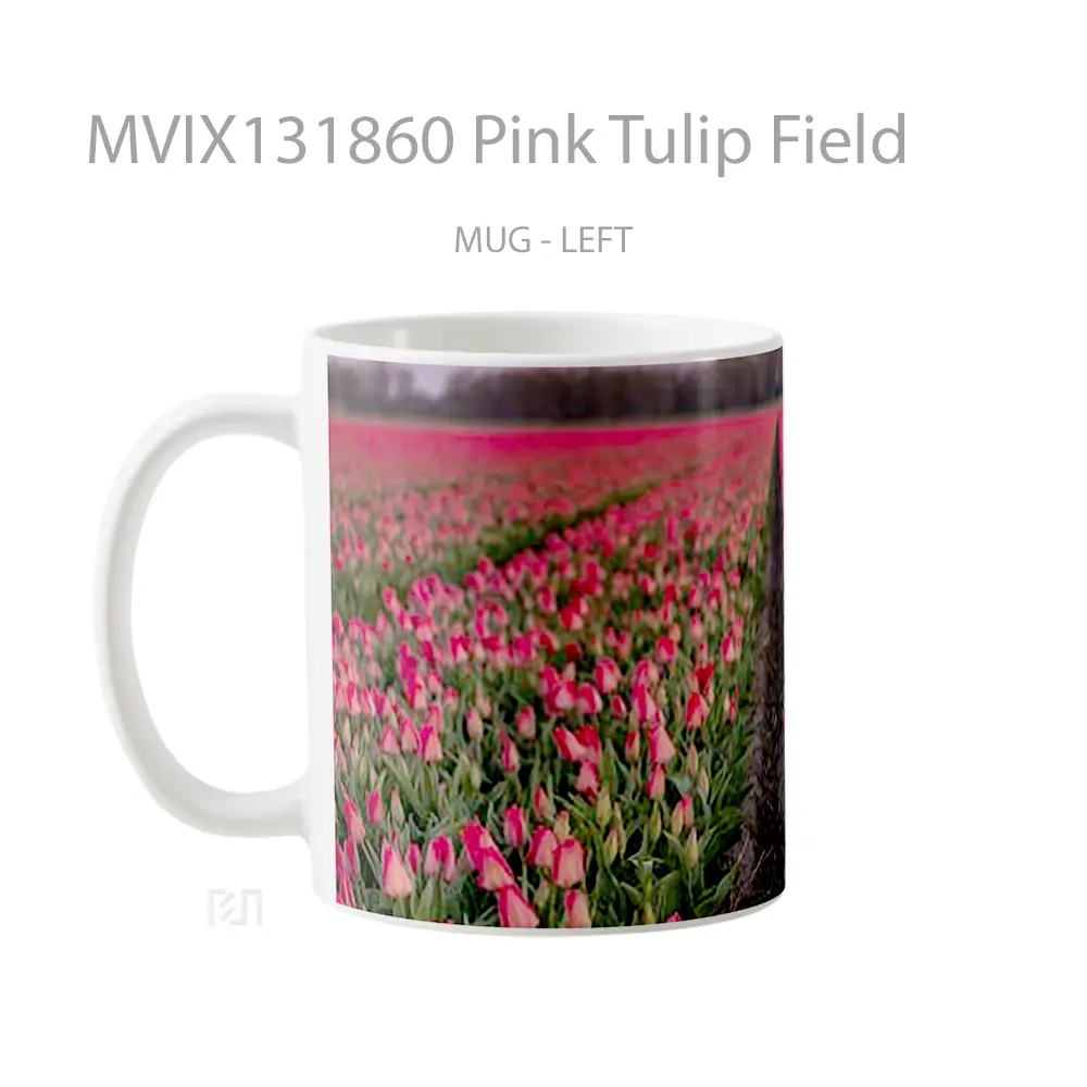 Mug Pink Tulip Field Gelas Pemandangan Alam - All-side / Desain