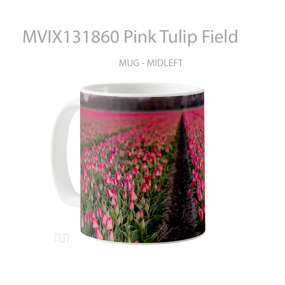Mug Pink Tulip Field Gelas Pemandangan Alam - All-side / Desain