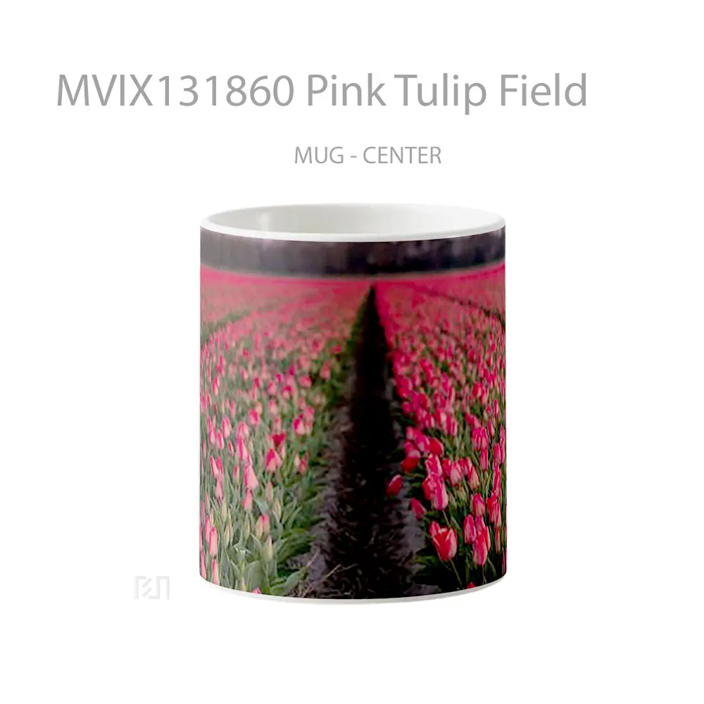 Mug Pink Tulip Field Gelas Pemandangan Alam