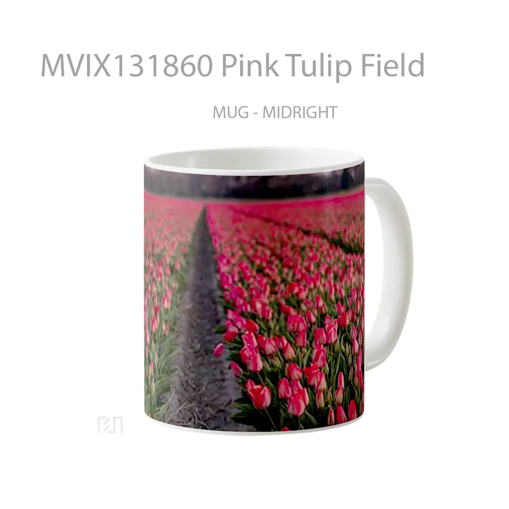 Mug Pink Tulip Field Gelas Pemandangan Alam - All-side / Desain