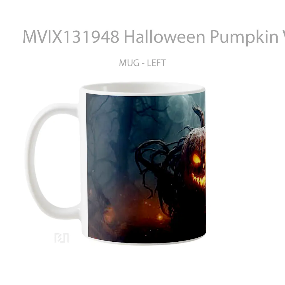 Mug Halloween Pumpkin V1 Gelas Keramik Unik - All-side / Desain