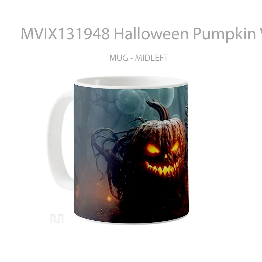 Mug Halloween Pumpkin V1 Gelas Keramik Unik - All-side / Desain