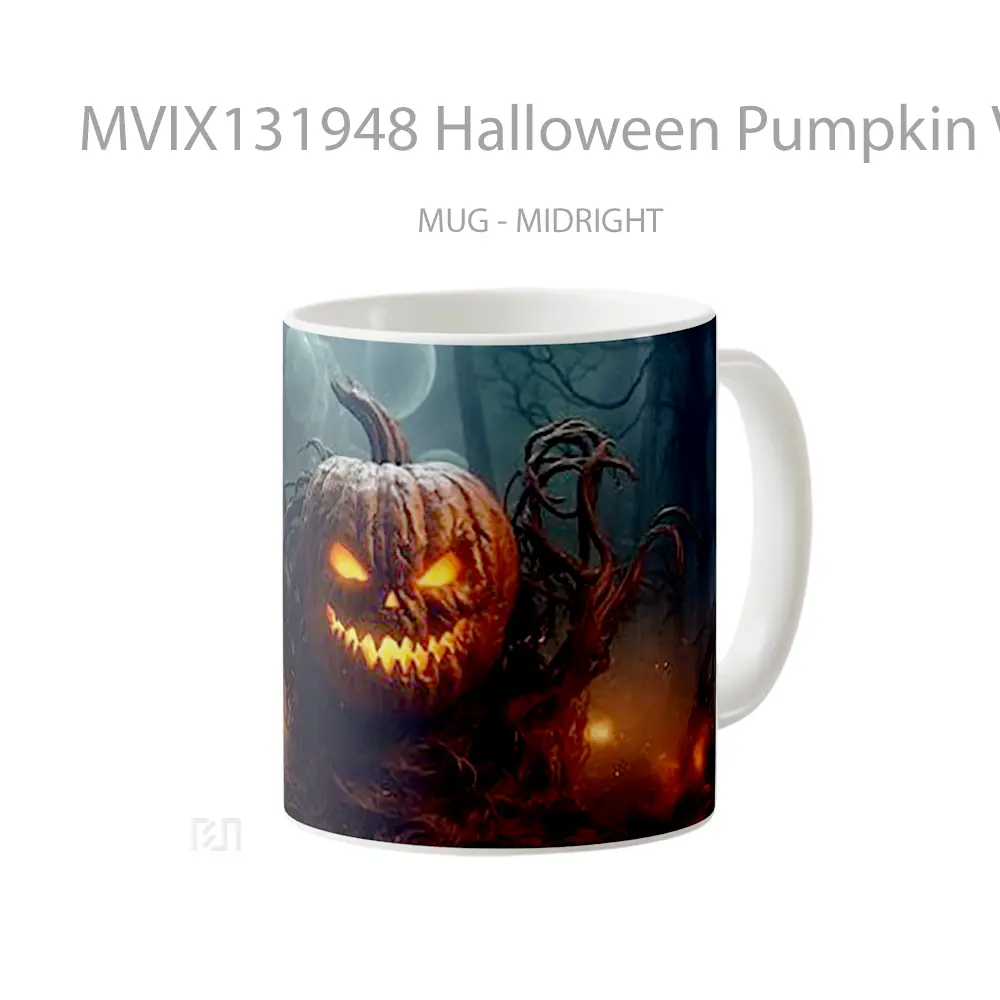 Mug Halloween Pumpkin V1 Gelas Keramik Unik - All-side / Desain