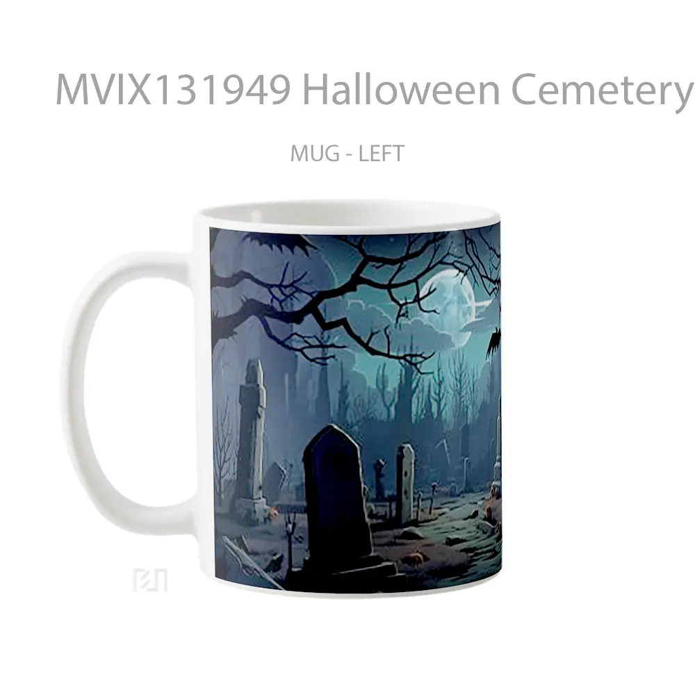 Mug Halloween Cemetery Gelas Keramik Unik - All-side / Desain