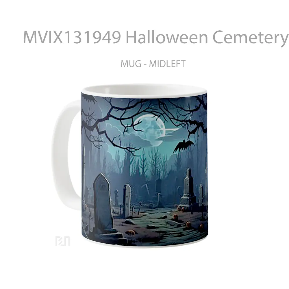 Mug Halloween Cemetery Gelas Keramik Unik - All-side / Desain