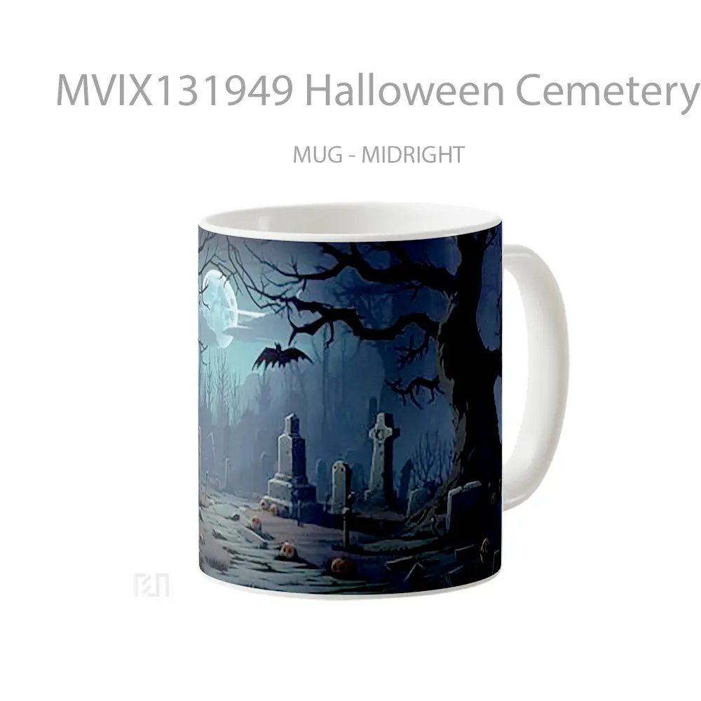 Mug Halloween Cemetery Gelas Keramik Unik - All-side / Desain