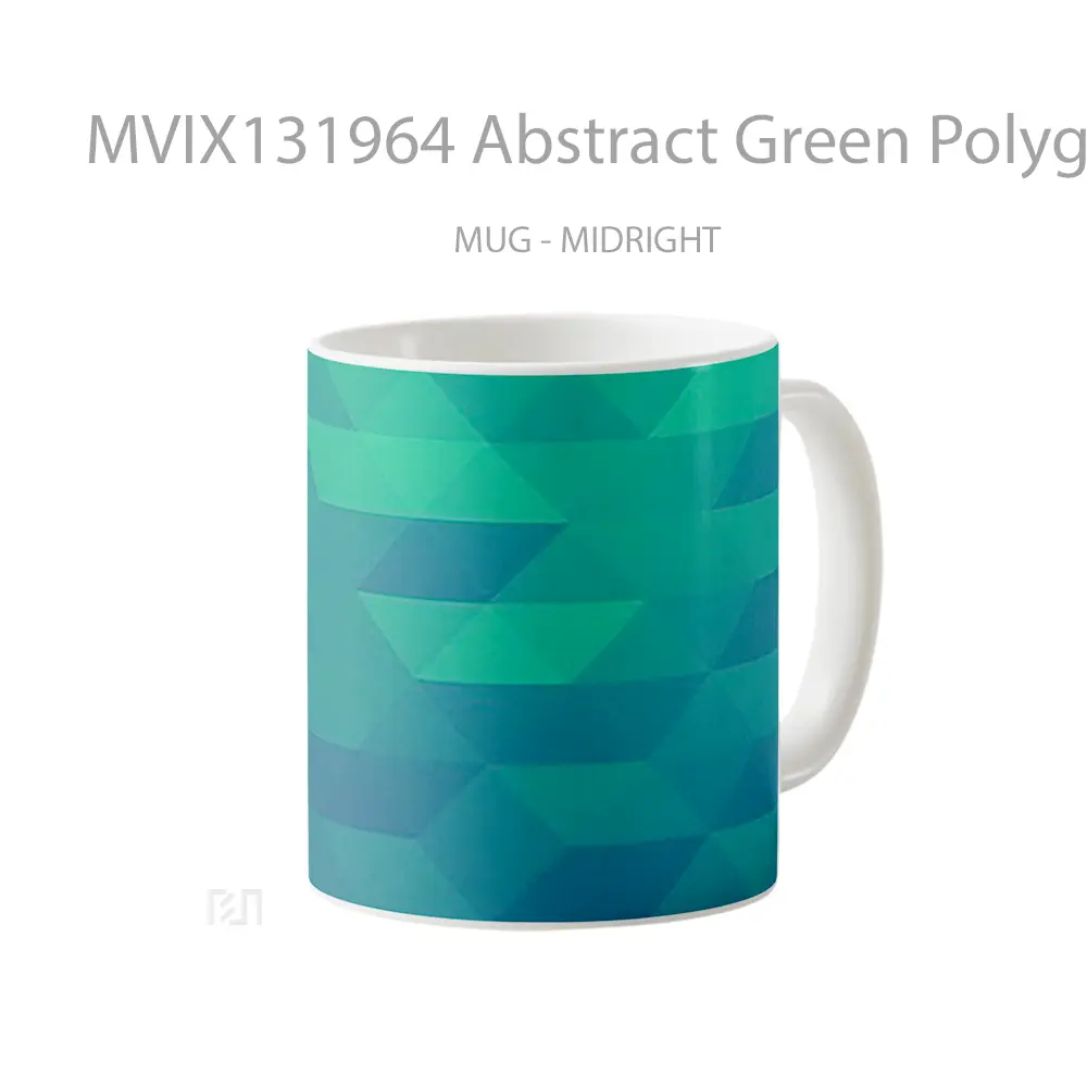 Mug Abstract Green Polygons Gelas Seni Modern - All-side / Desain