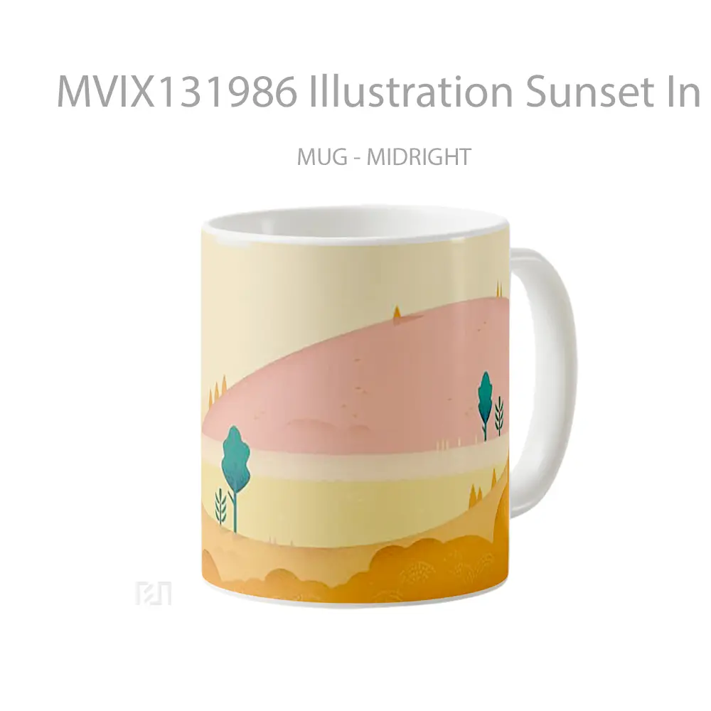 Mug Illustration Sunset In Arid Forest Gelas Pemandangan Alam - All-side / Desain