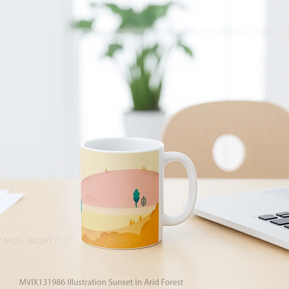 Mug Illustration Sunset In Arid Forest Gelas Pemandangan Alam - All-side / Desain