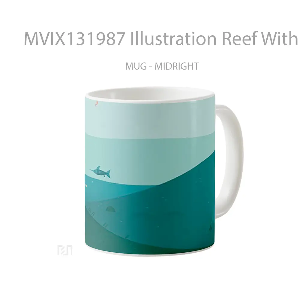 Mug Illustration Reef With Fish Gelas Hewan Lucu - All-side / Desain