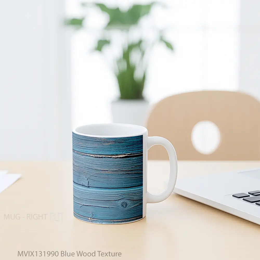 Mug Blue Wood Texture Gelas Keramik Unik - All-side / Desain