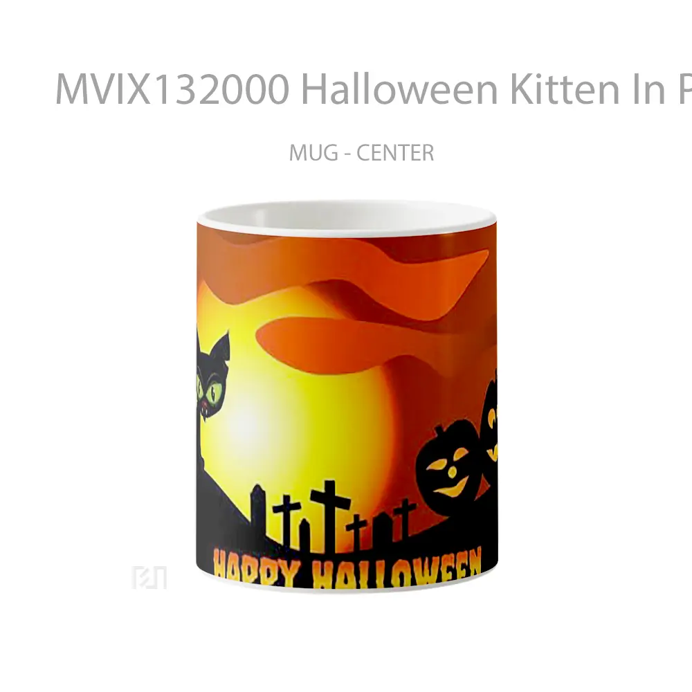 Mug Halloween Kitten In Pumpkin Gelas Hewan Lucu