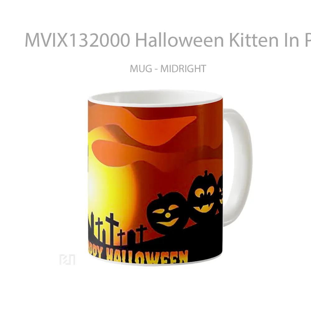 Mug Halloween Kitten In Pumpkin Gelas Hewan Lucu - All-side / Desain