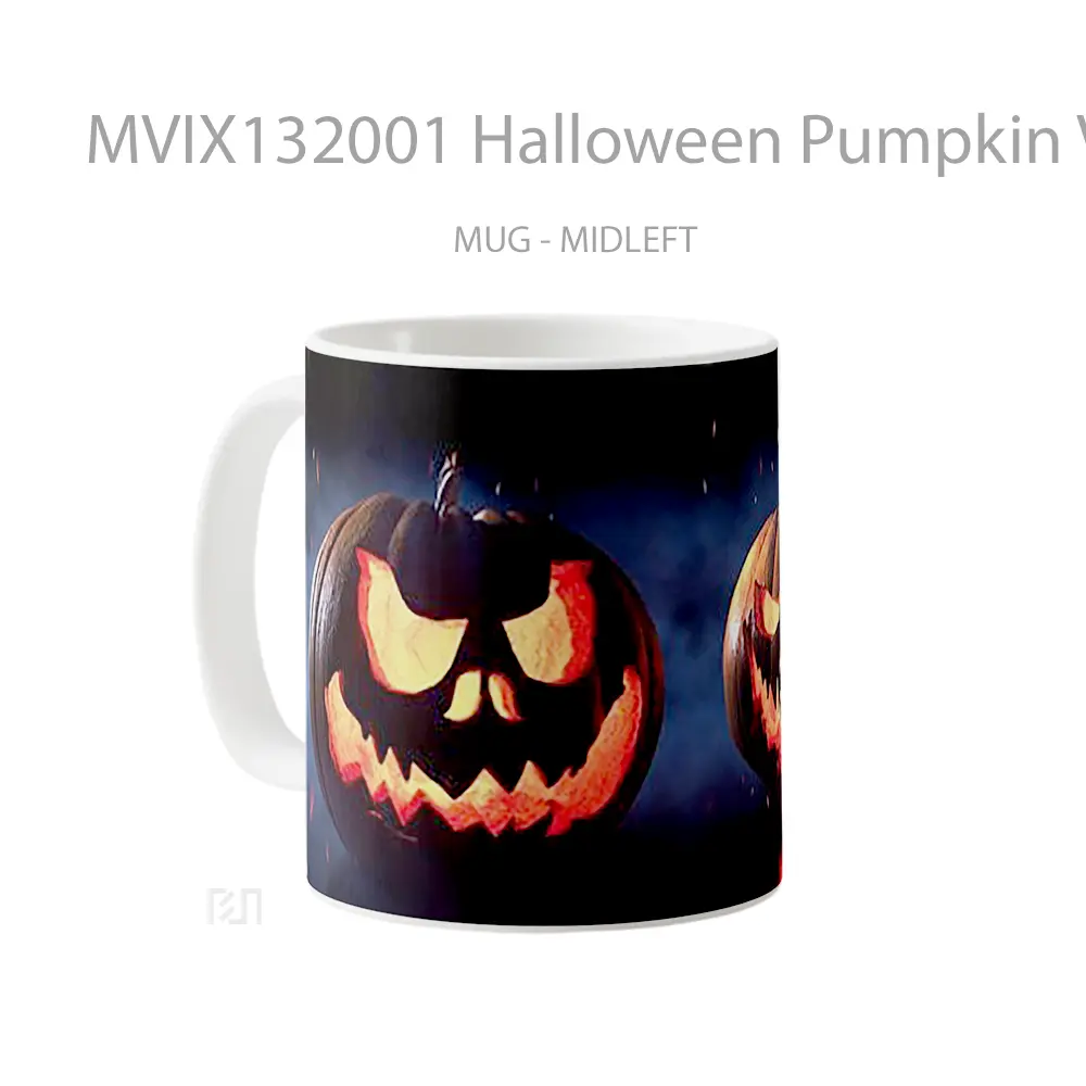 Mug Halloween Pumpkin V2 Gelas Keramik Unik - All-side / Desain