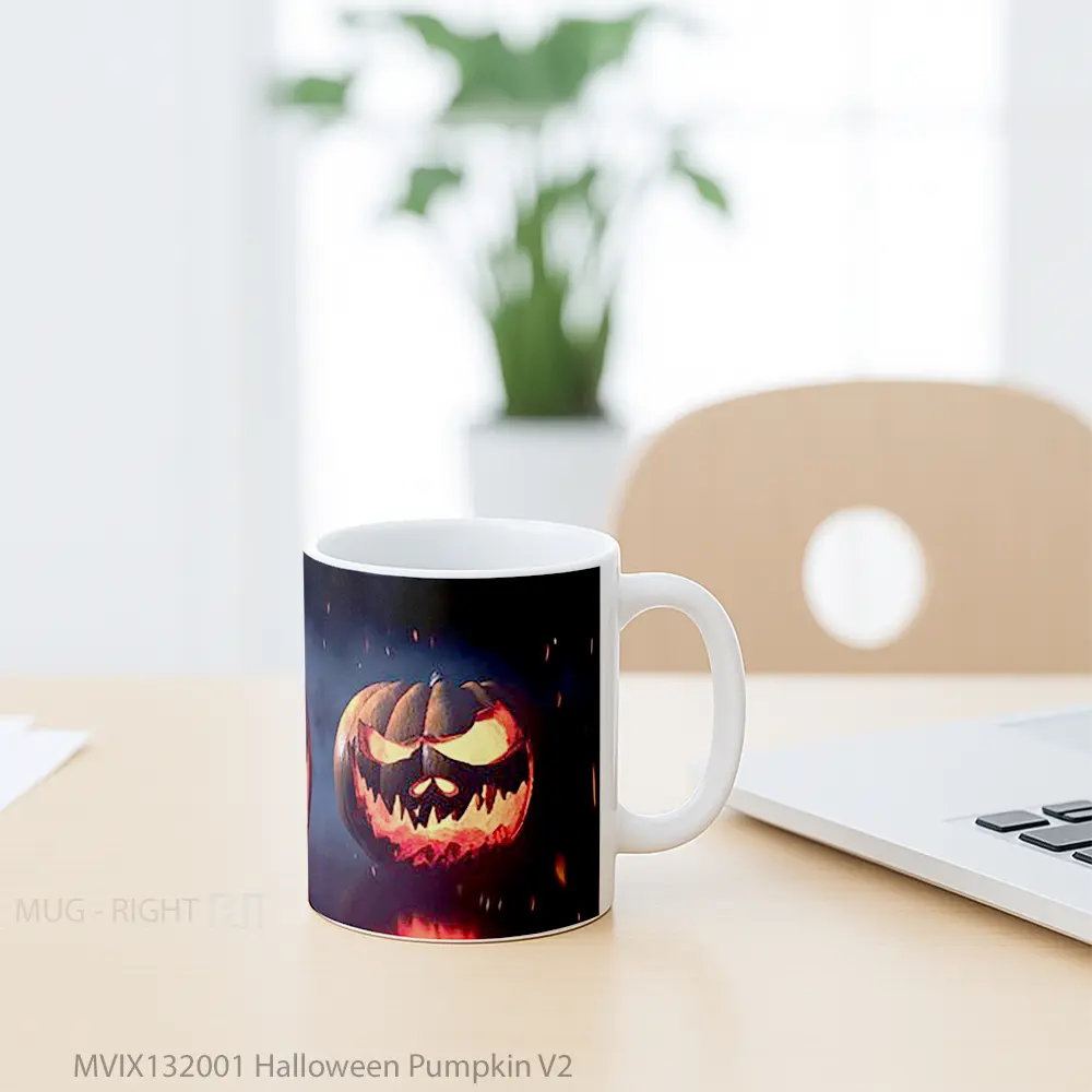 Mug Halloween Pumpkin V2 Gelas Keramik Unik - All-side / Desain