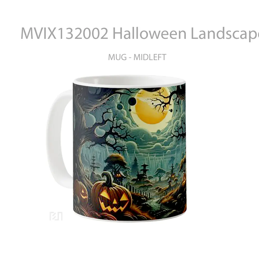 Mug Halloween Landscape Gelas Pemandangan Alam - All-side / Desain