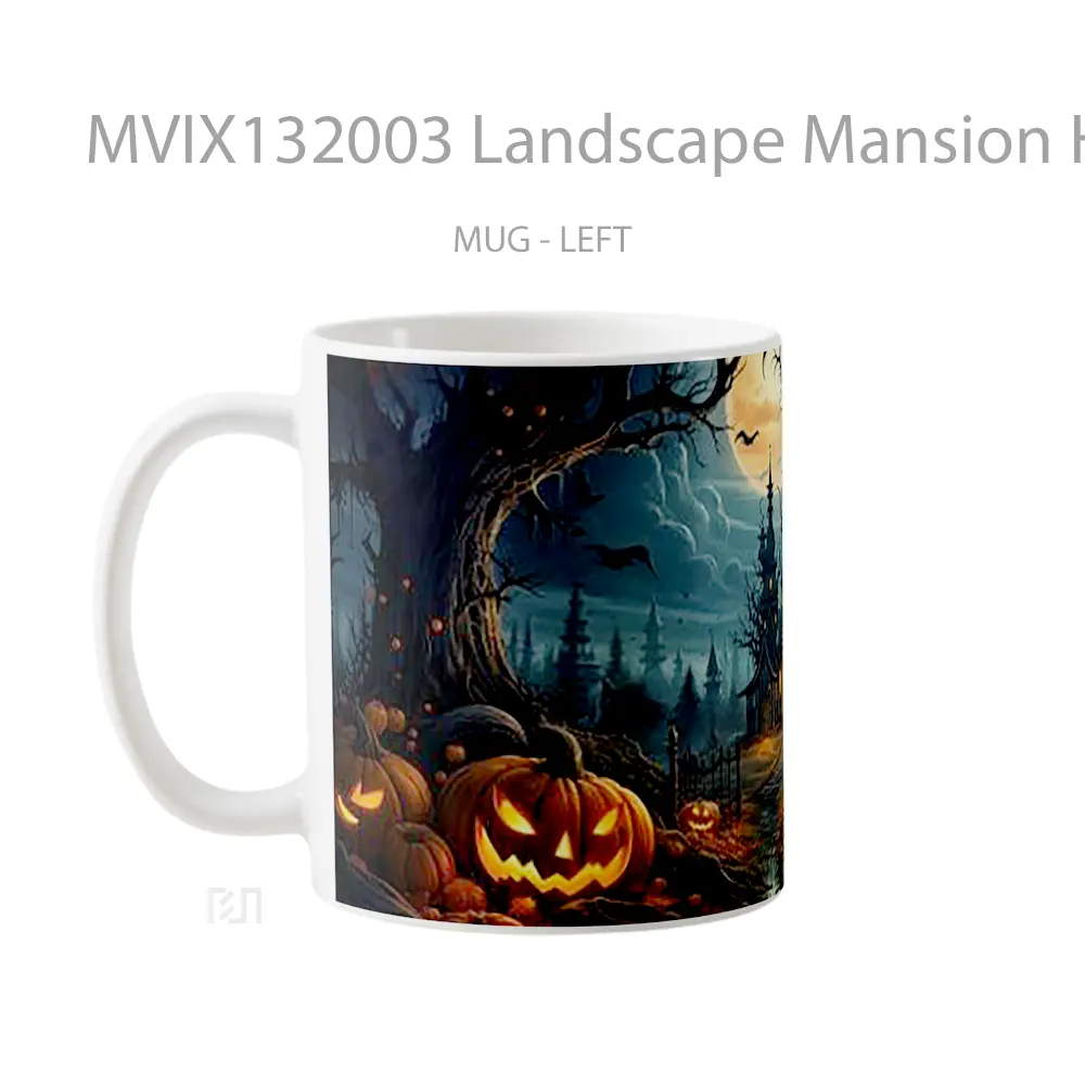 Mug Landscape Mansion Halloween Gelas Pemandangan Alam - All-side / Desain