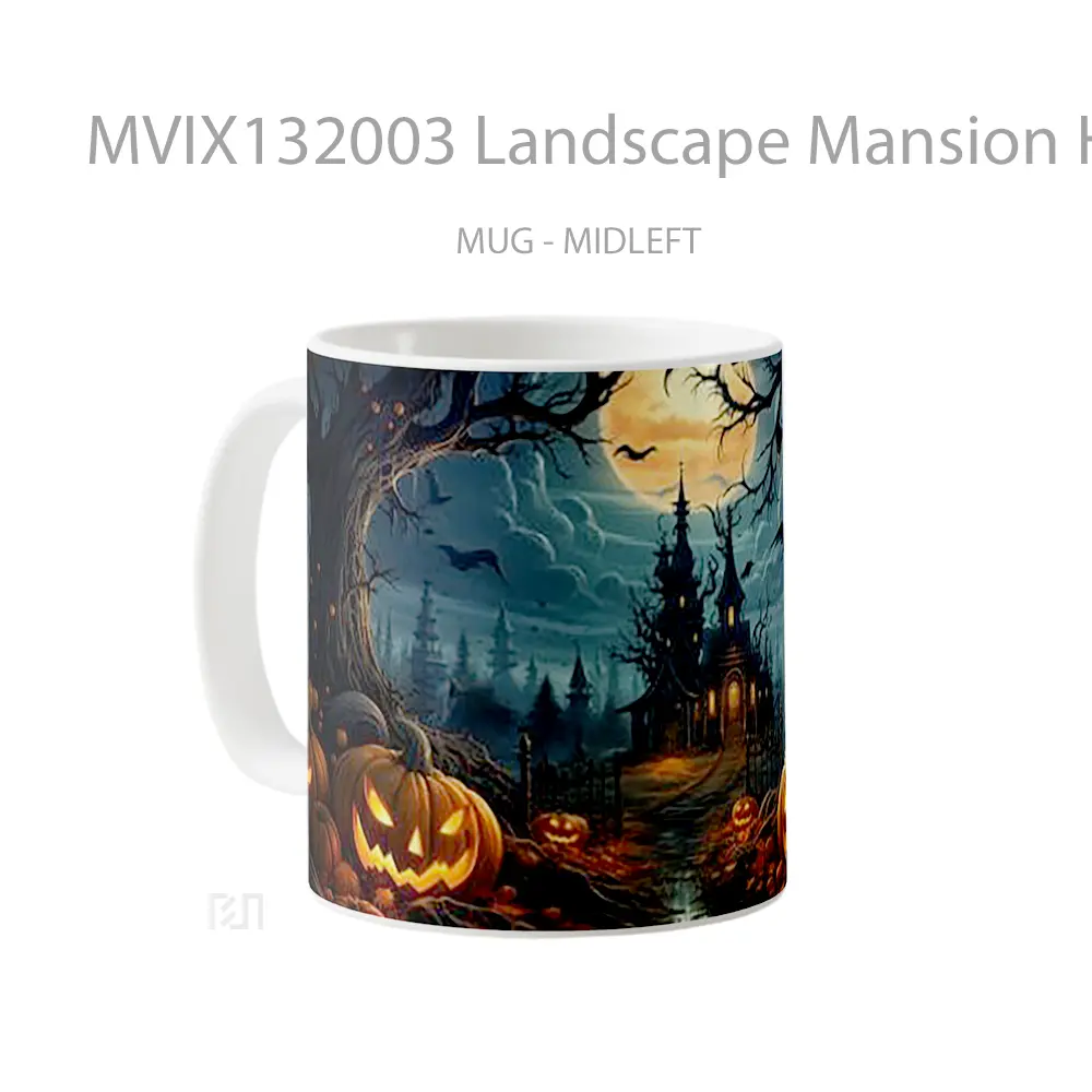 Mug Landscape Mansion Halloween Gelas Pemandangan Alam - All-side / Desain