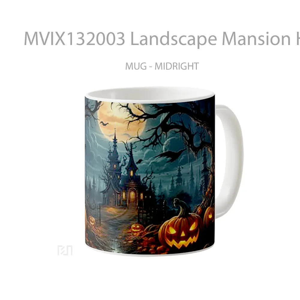 Mug Landscape Mansion Halloween Gelas Pemandangan Alam - All-side / Desain