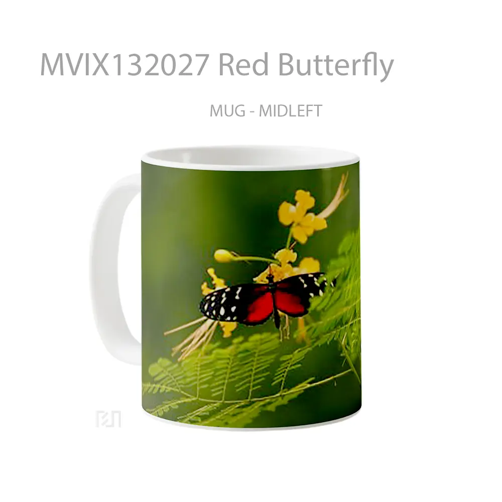 Mug Red Butterfly Gelas Hewan Lucu - All-side / Desain