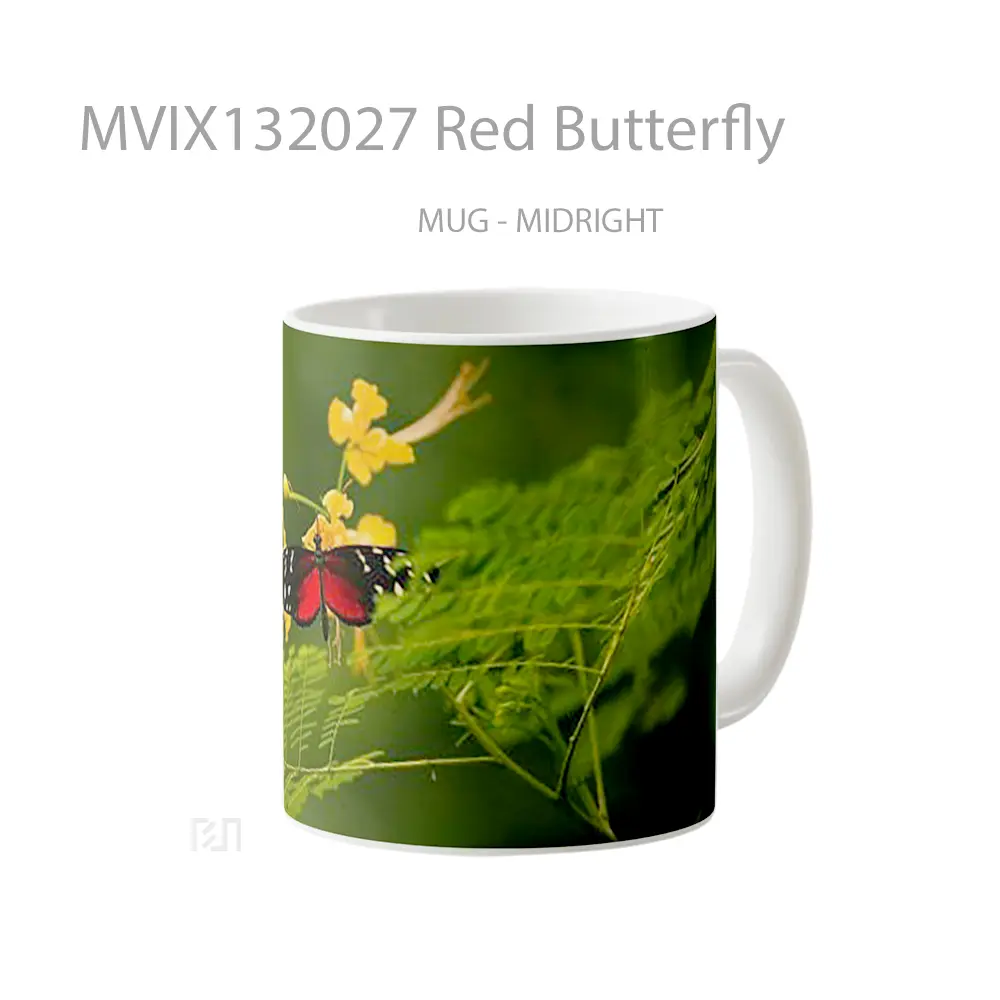 Mug Red Butterfly Gelas Hewan Lucu - All-side / Desain