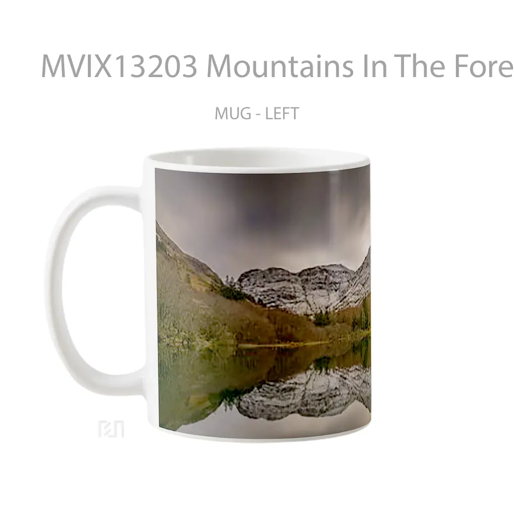 Mug Mountains In The Forest Reflected In Lake Cloudy Day Gelas Pemandangan Alam - All-side / Desain