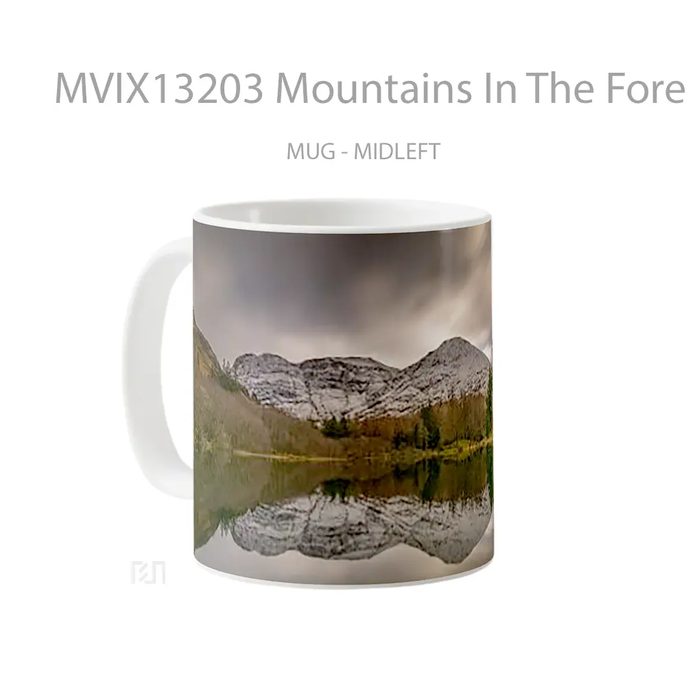 Mug Mountains In The Forest Reflected In Lake Cloudy Day Gelas Pemandangan Alam - All-side / Desain