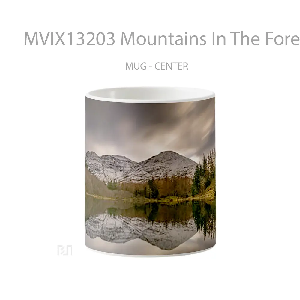 Mug Mountains In The Forest Reflected In Lake Cloudy Day Gelas Pemandangan Alam