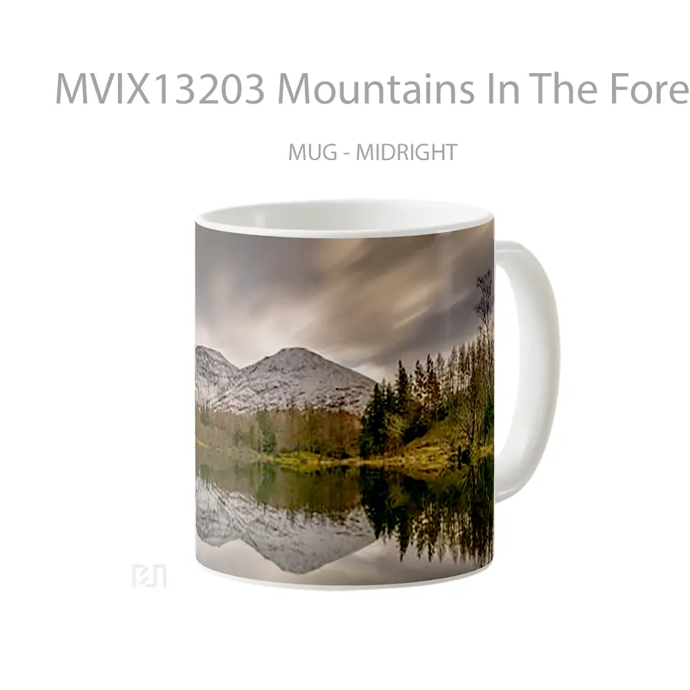 Mug Mountains In The Forest Reflected In Lake Cloudy Day Gelas Pemandangan Alam - All-side / Desain