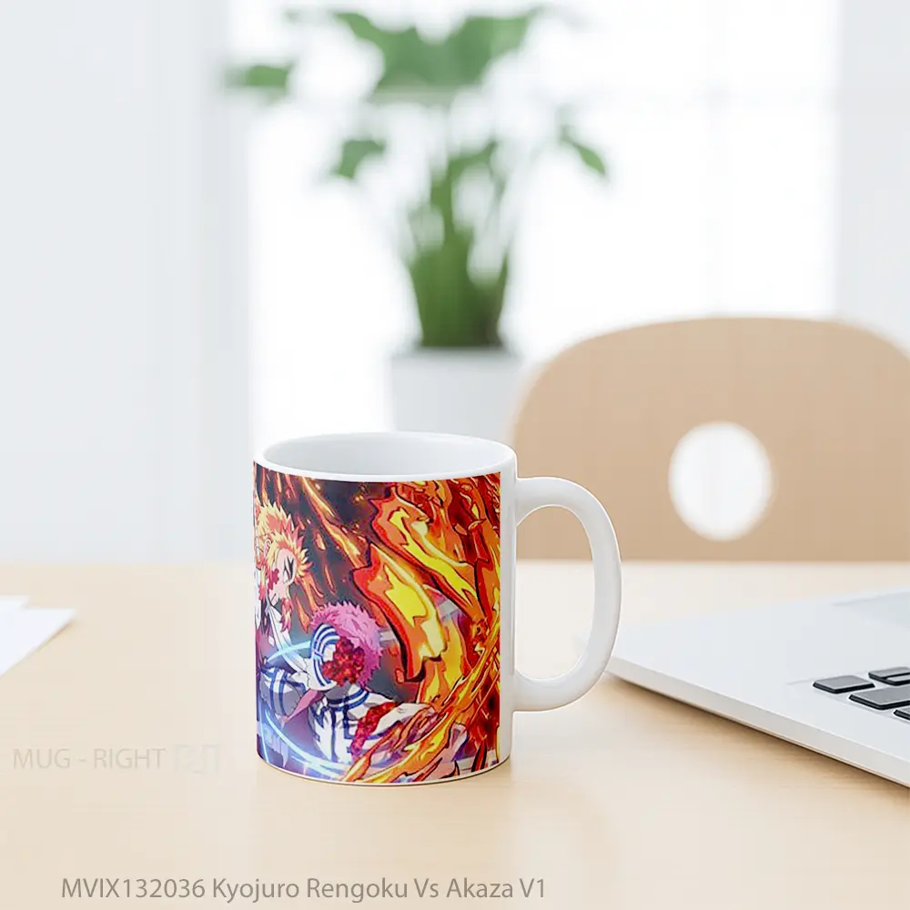 Mug Kyojuro Rengoku Vs Akaza V1 Gelas Keramik Unik - All-side / Desain