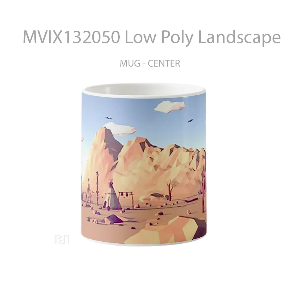 Mug Low Poly Landscape Gelas Pemandangan Alam