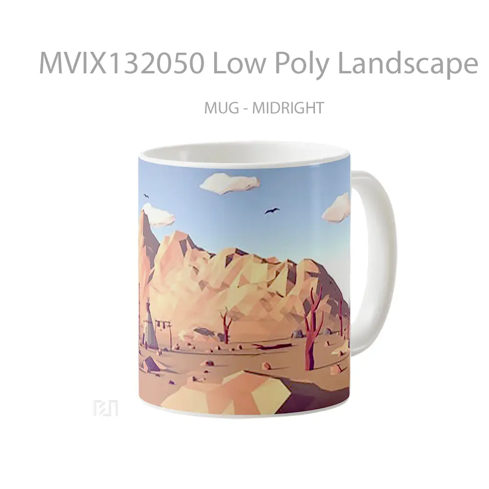 Mug Low Poly Landscape Gelas Pemandangan Alam - All-side / Desain