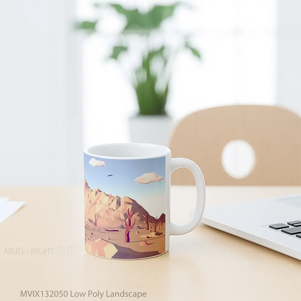 Mug Low Poly Landscape Gelas Pemandangan Alam - All-side / Desain