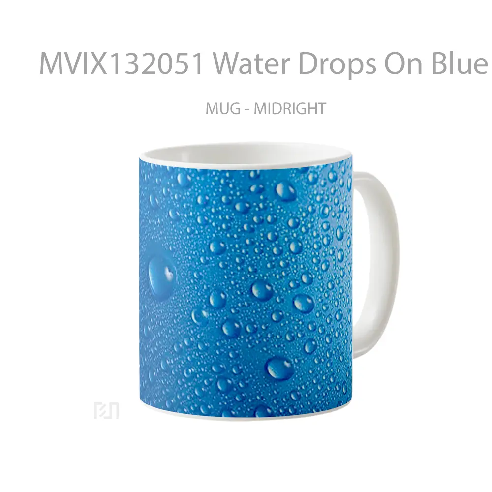 Mug Water Drops On Blue Background Gelas Pemandangan Alam - All-side / Desain