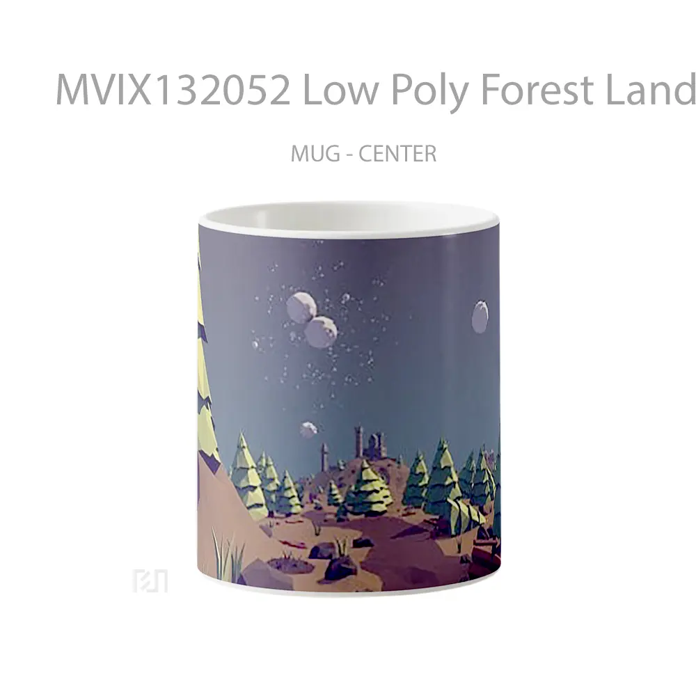 Mug Low Poly Forest Landscape Gelas Pemandangan Alam