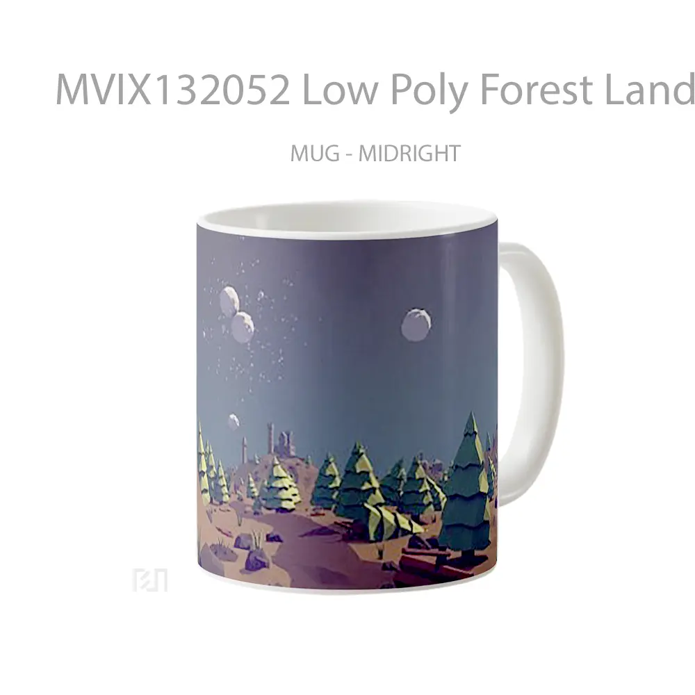 Mug Low Poly Forest Landscape Gelas Pemandangan Alam - All-side / Desain