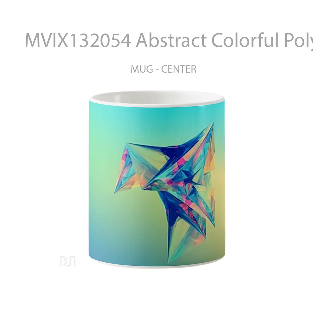 Mug Abstract Colorful Polygons Gelas Seni Modern