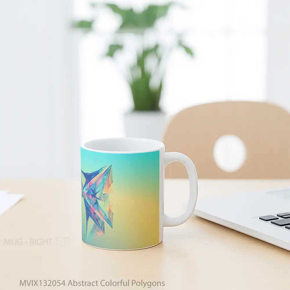 Mug Abstract Colorful Polygons Gelas Seni Modern - All-side / Desain