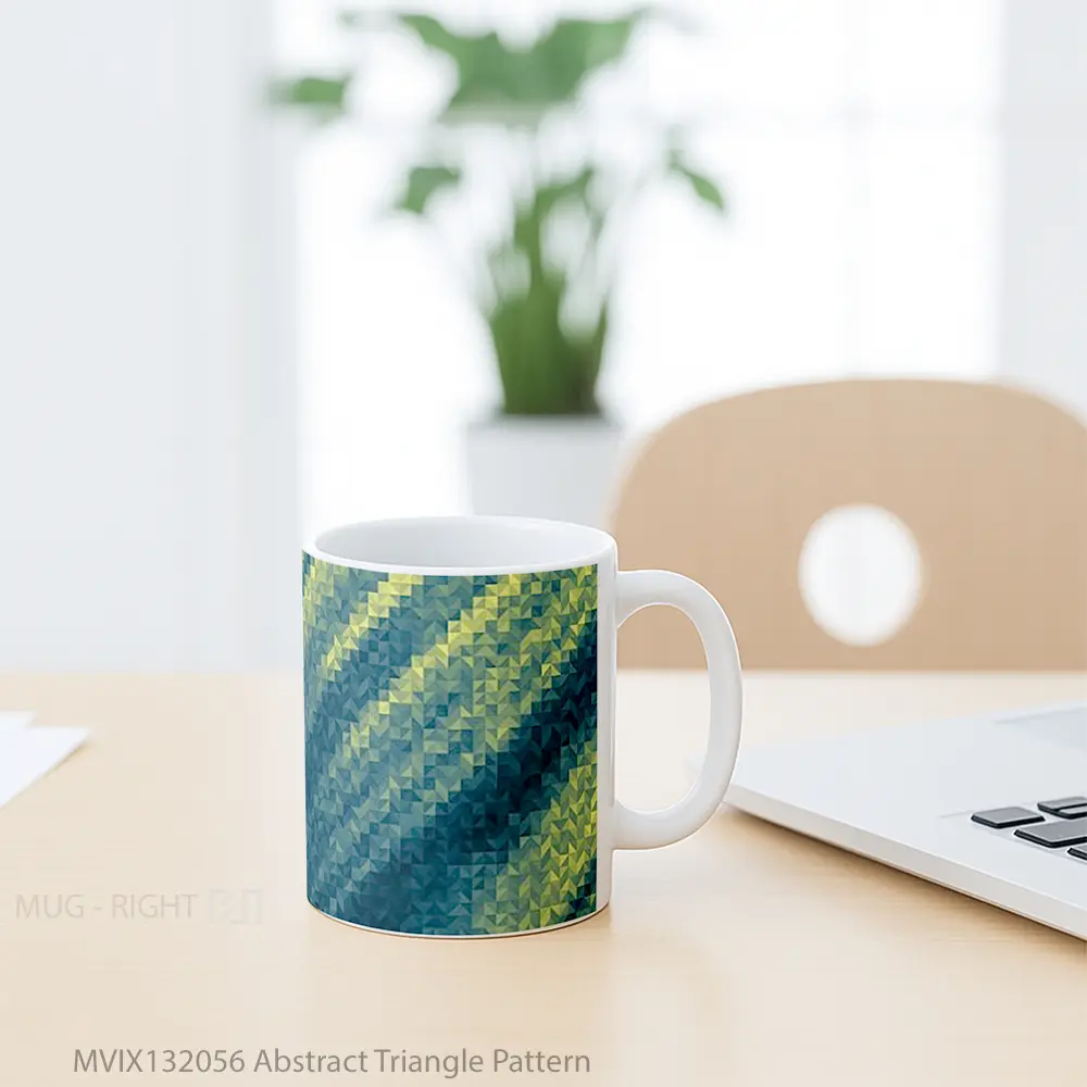 Mug Abstract Triangle Pattern Gelas Seni Modern - All-side / Desain